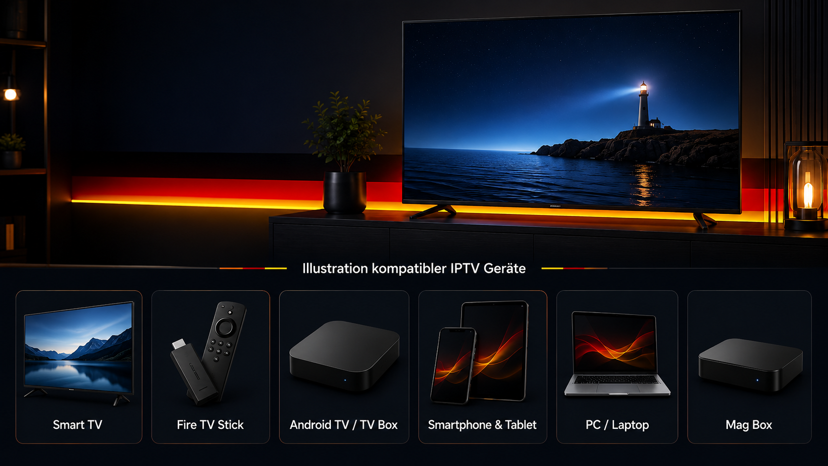 Illustration kompatibler IPTV Ger&auml;te